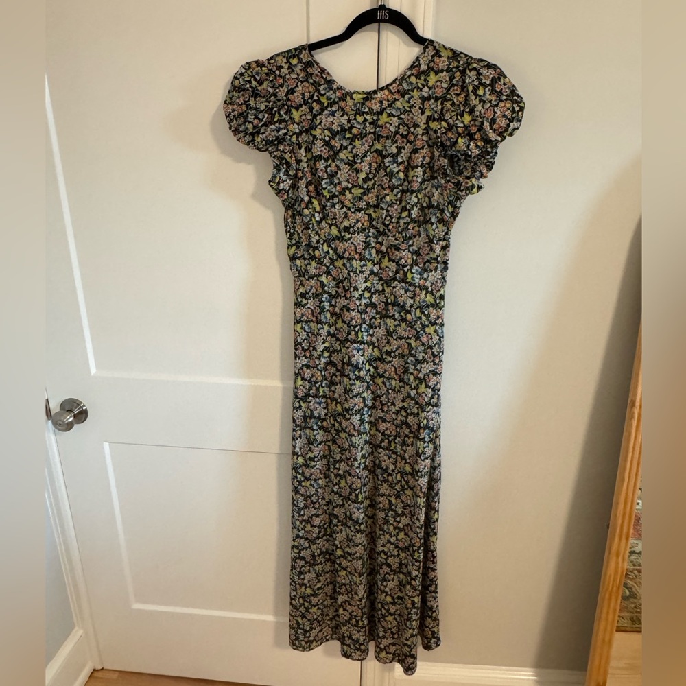 Doen Black Floral Puff Sleeve Maxi Dress